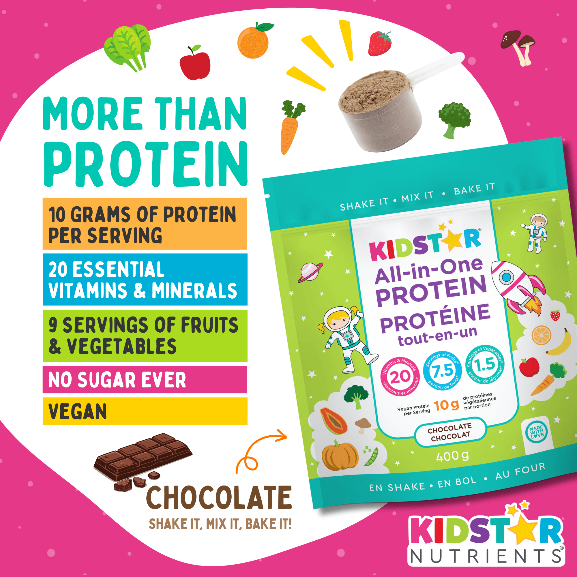 KidStar All-in-One Protein Chocolate, more than protein