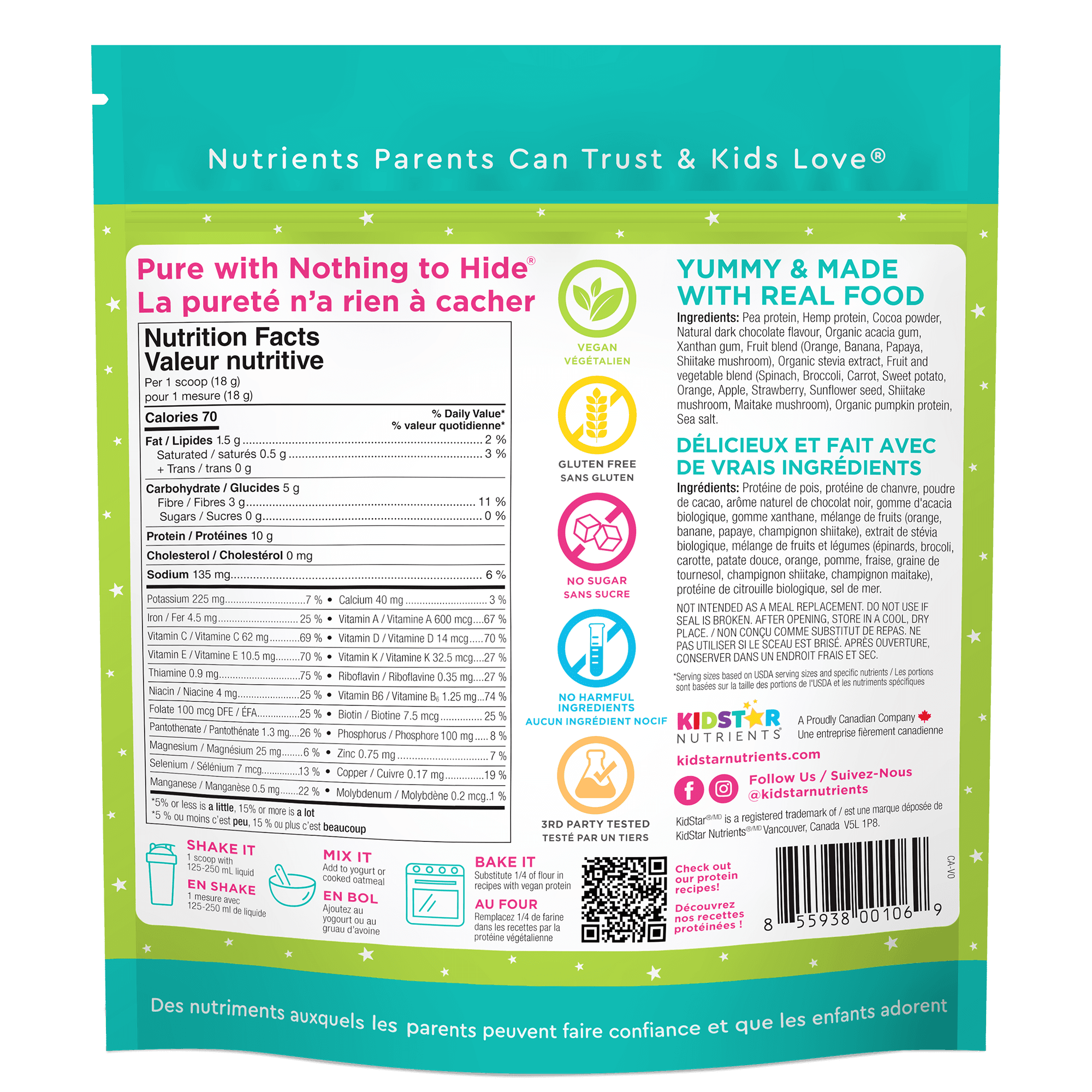 KidStar All in One protein chocolate - back