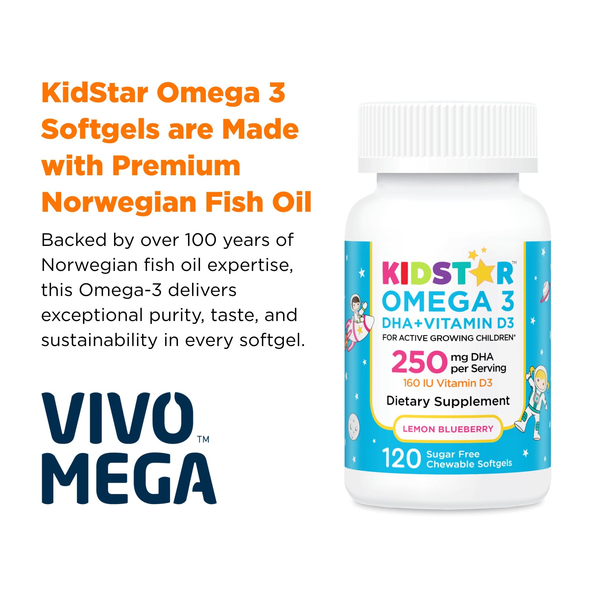 KidStar Omega 3 made with premium Norwegian fish oil