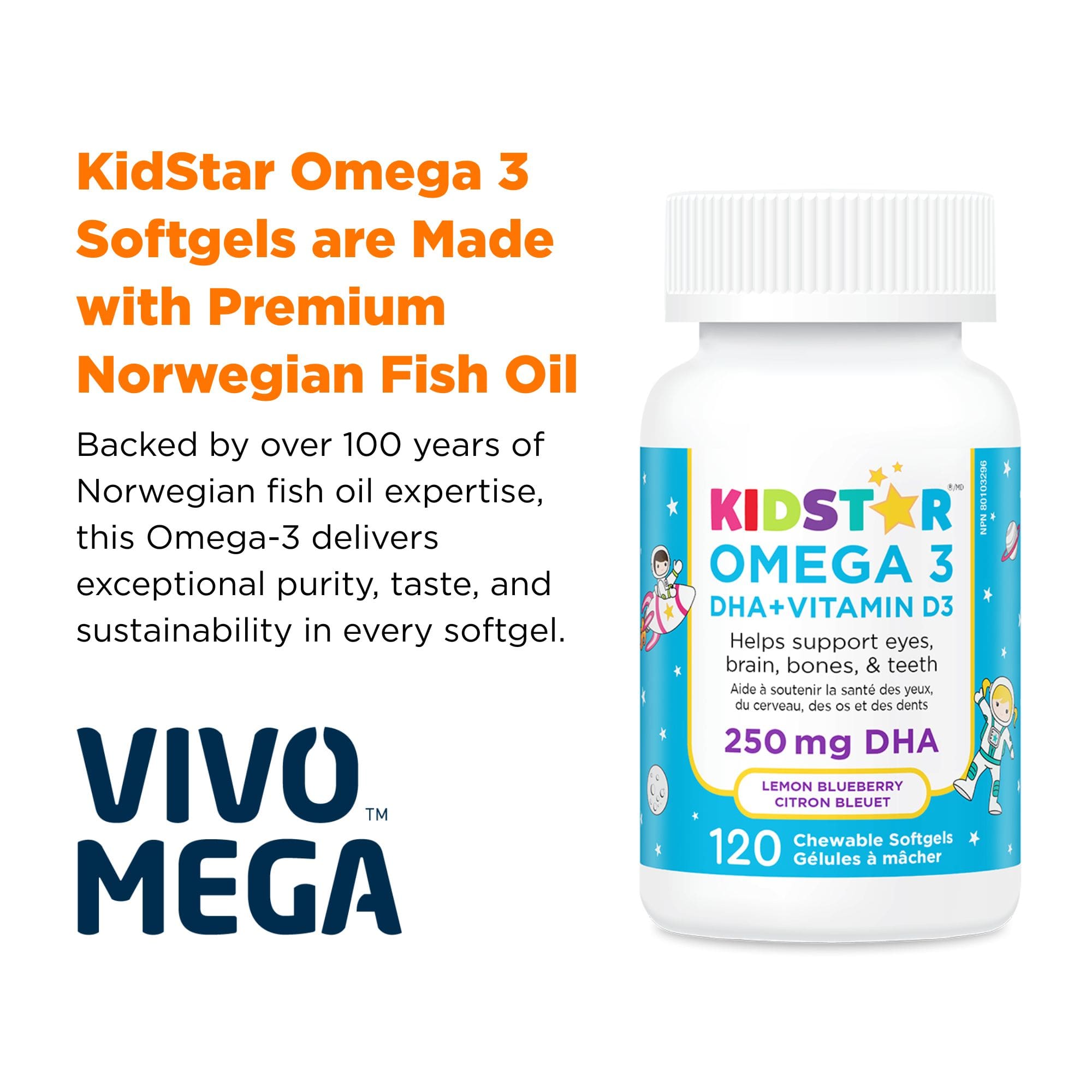 KidStar Omega 3 made with premium Norwegian fish oil
