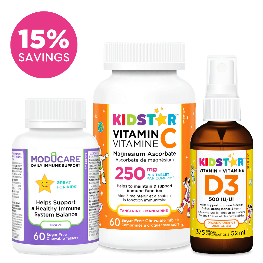 KidStar Immunity Bundle with Moducare Grape chew, Vitamin C, and Vitamin D3 spray