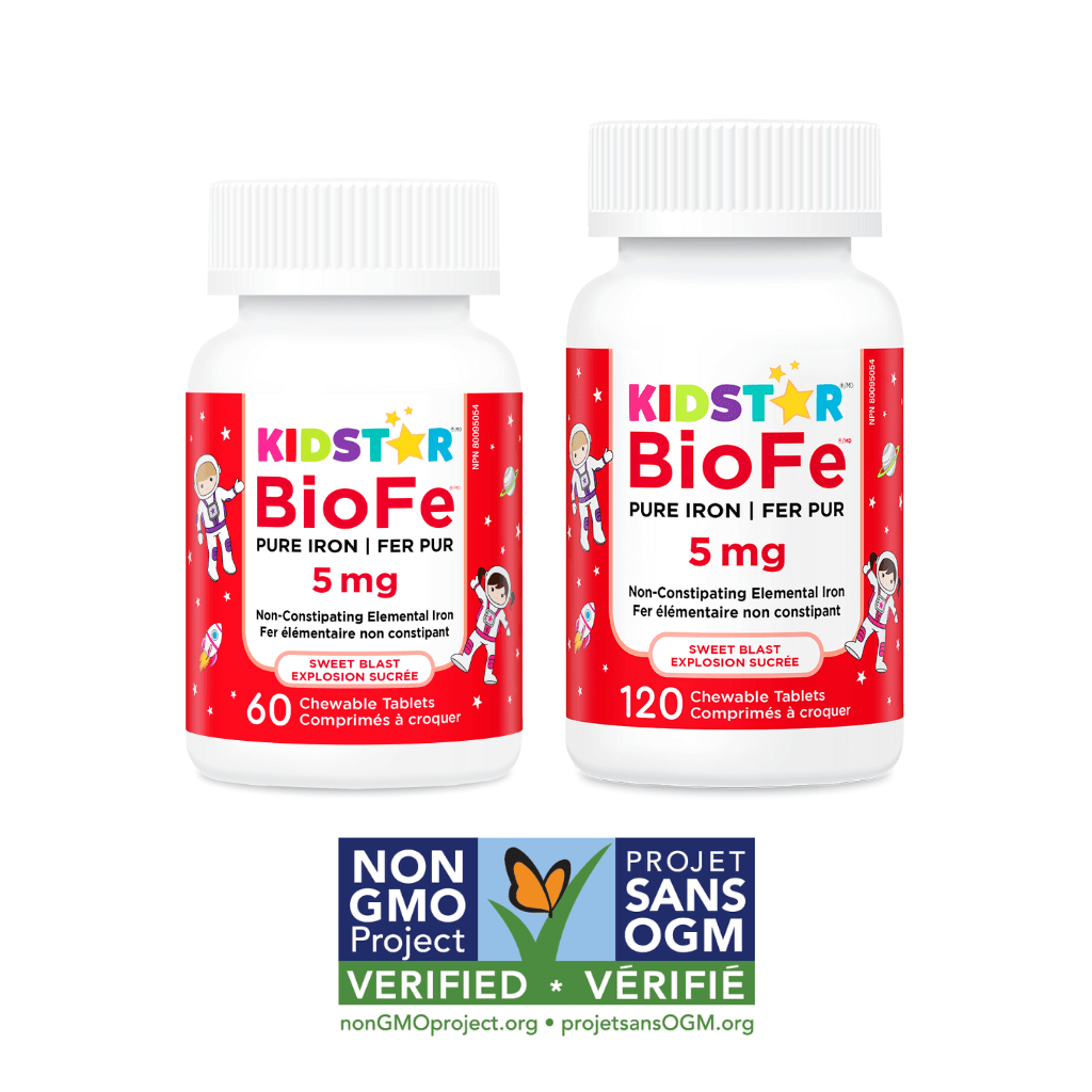 BioFe pure iron chewables, Non-GMO project verified