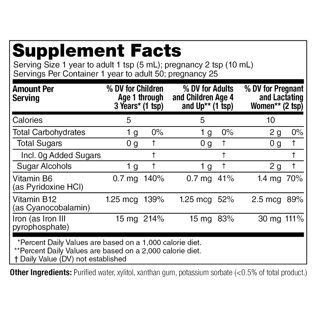 BioFe+ iron liquid supplement facts